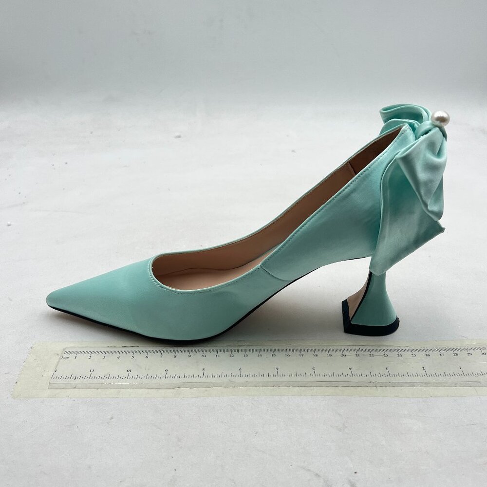 YDN Cyan Pointy Toe Slip on Pumps Special High Heel Party Prom Dress Ladies Shoe